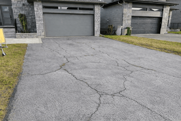 Driveway with moderate cracks